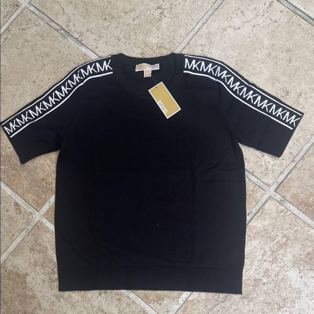 Michael Kors Black Top with White Logo Trim